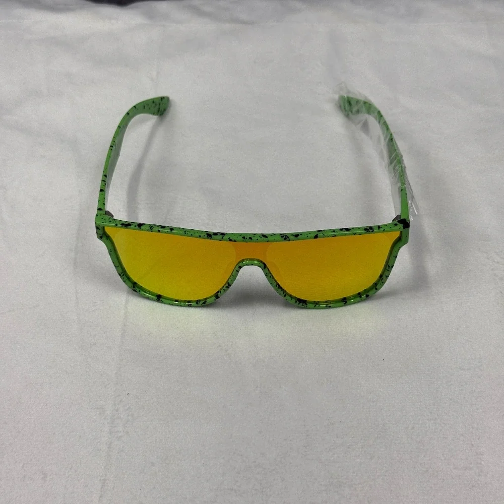 Tipsy Elves Psychic Pathway Sunglasses Green Rainbow Splatter TE-SSG600 New Case